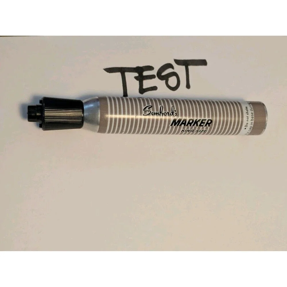 Sanford King Size Permanent Marker Black Works SMELLY Metal Barrel Pen Vintage